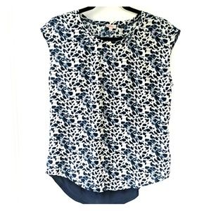 Navy leopard print top